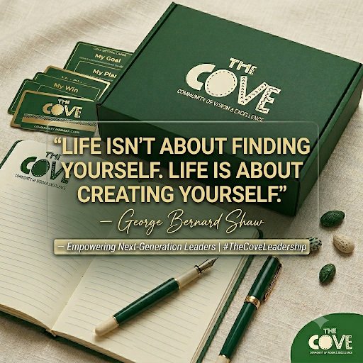 The Cove student kit: journal, goal cards, and pens in a branded box