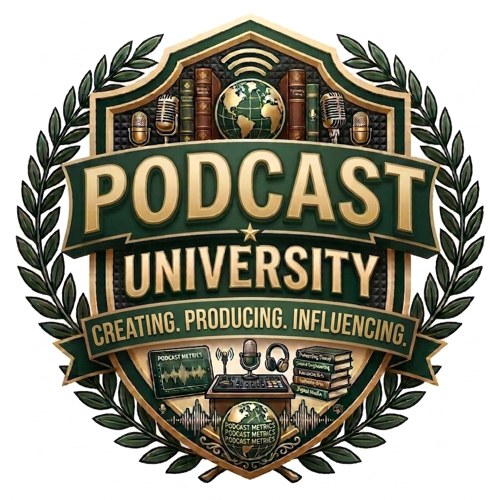 Podcast University crest logo