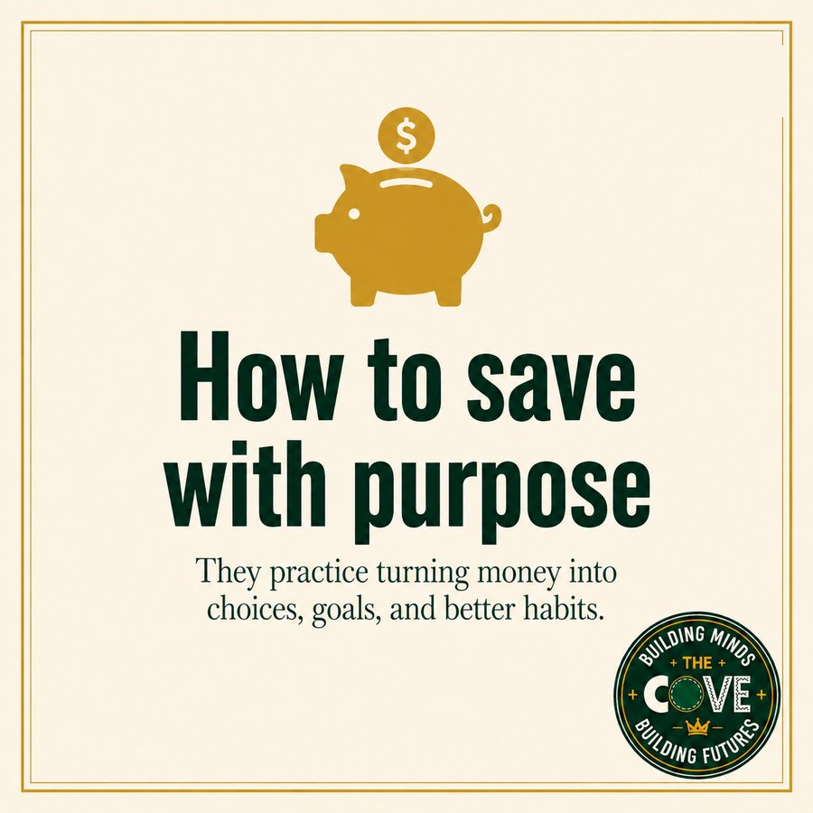 How to save with purpose. They practice turning money into choices, goals, and better habits.